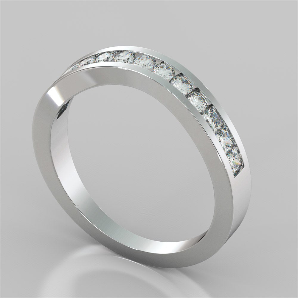 1.5CT Round Cut Lab Grown Diamond Cathedral Engagement Ring with Baguette Accents