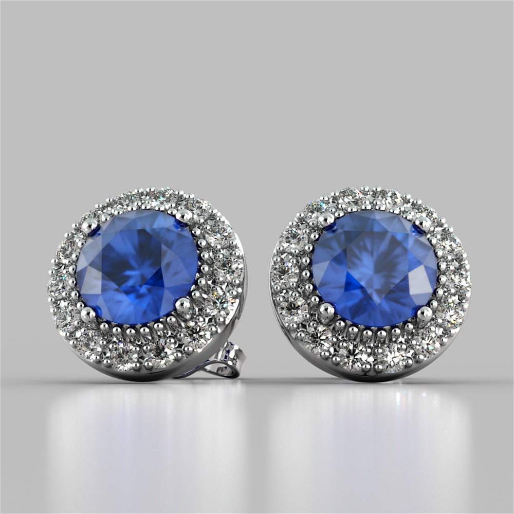 Round Cut Miligrain Tier Halo Earrings