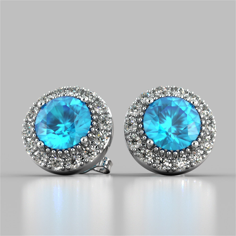 Round Cut Miligrain Tier Halo Earrings