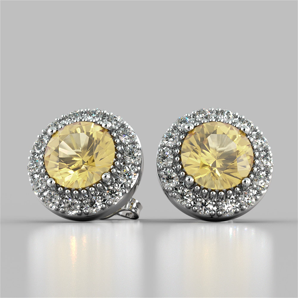 Round Cut Miligrain Tier Halo Earrings
