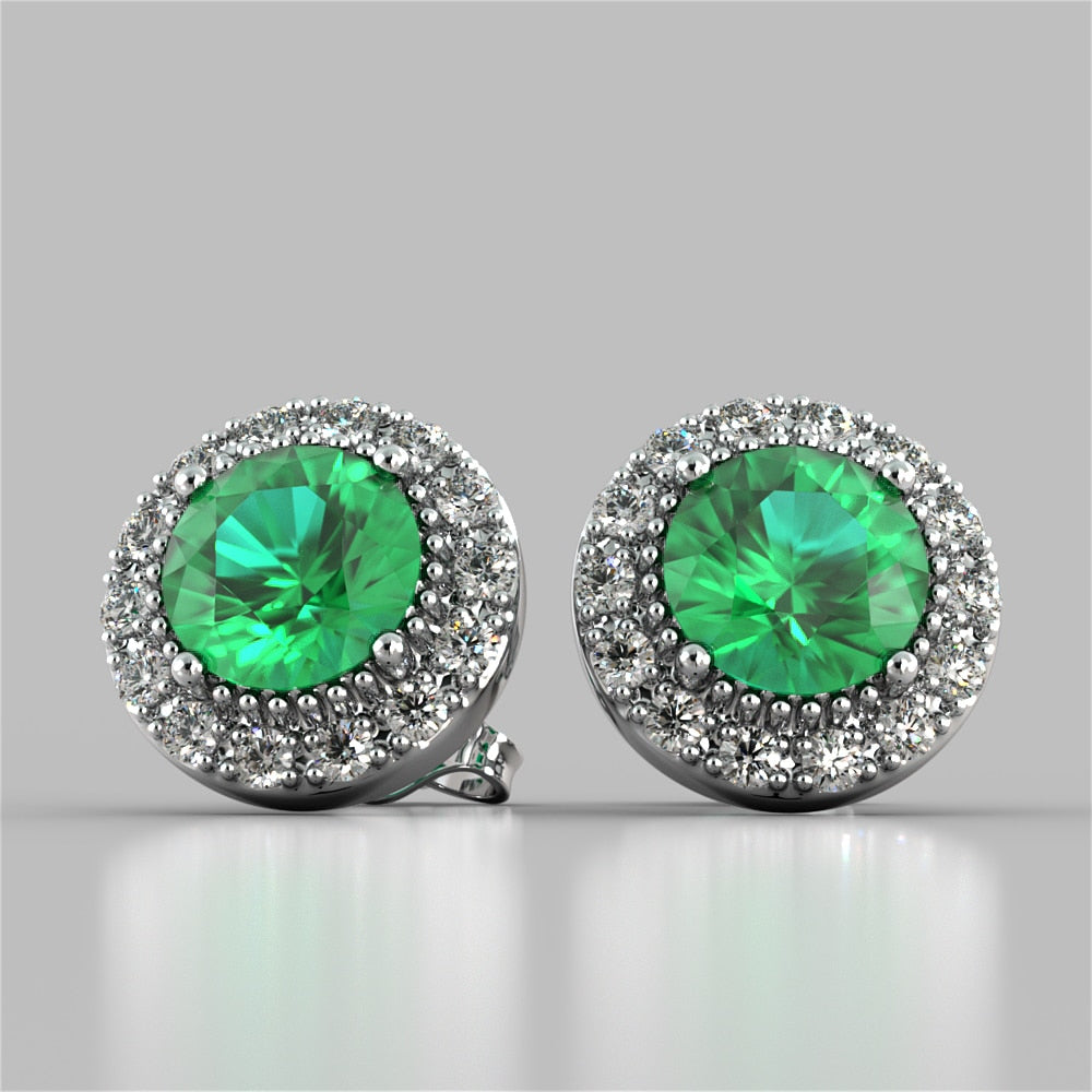 Round Cut Miligrain Tier Halo Earrings