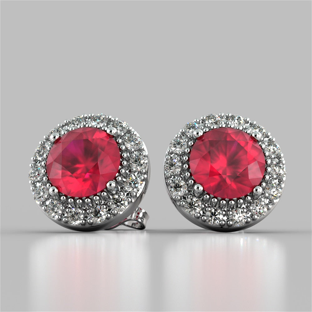 Round Cut Miligrain Tier Halo Earrings