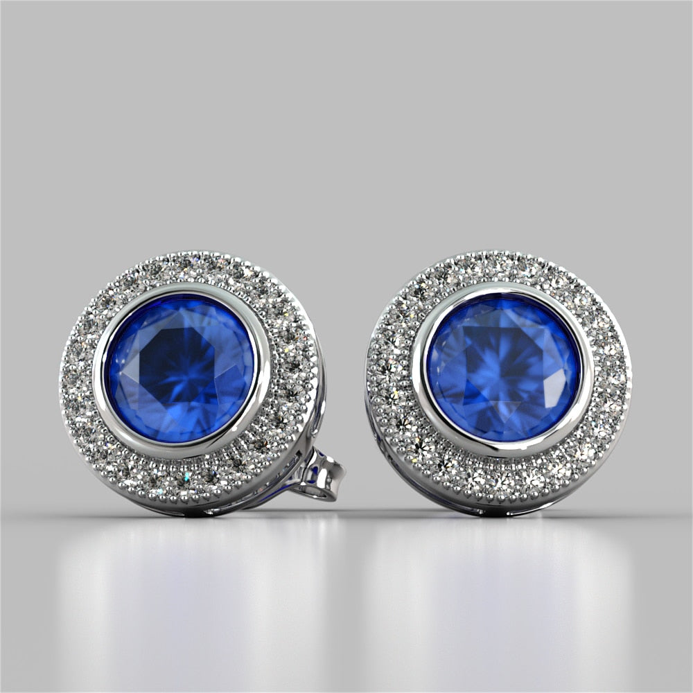Round Cut Slider Halo Earrings