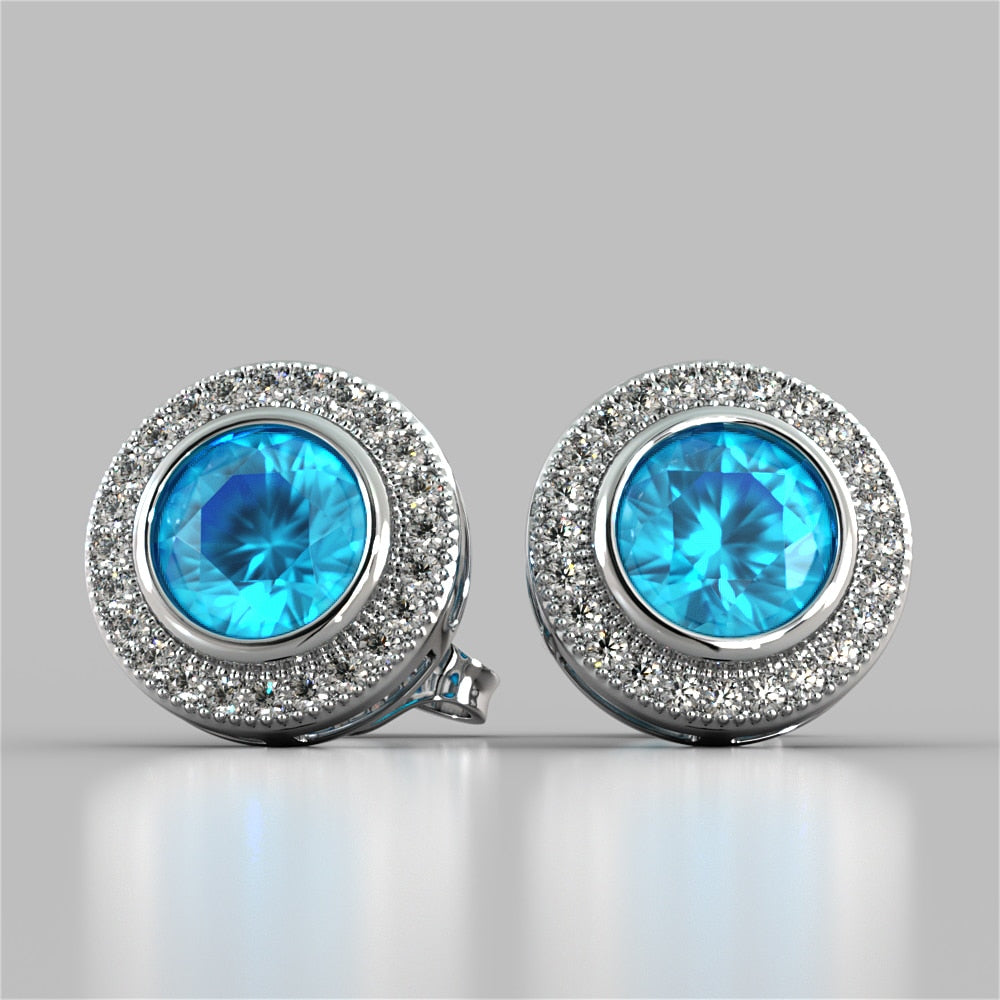 Round Cut Slider Halo Earrings
