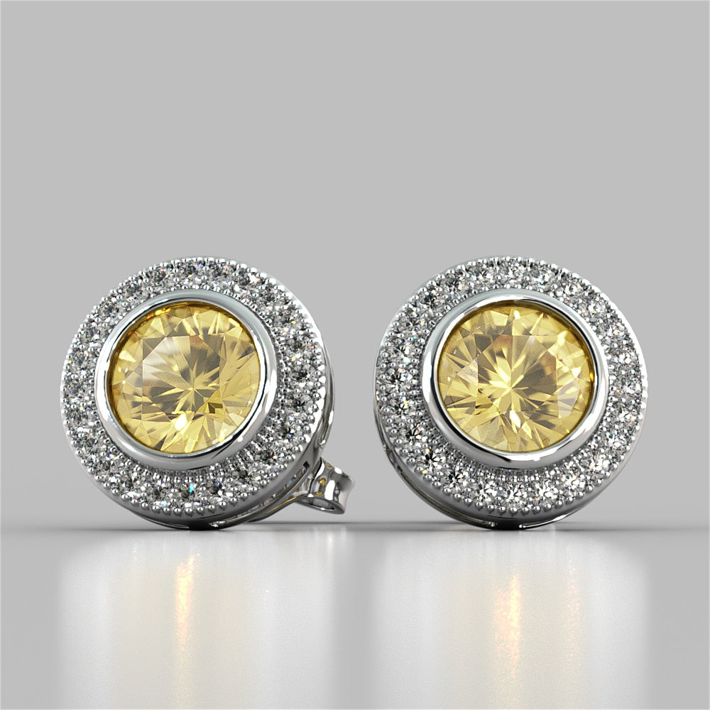 Round Cut Slider Halo Earrings