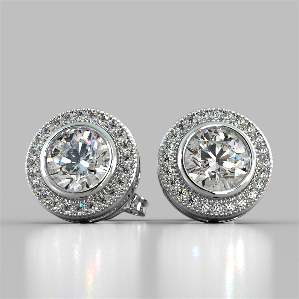 2.24CT Round Cut Halo Earrings