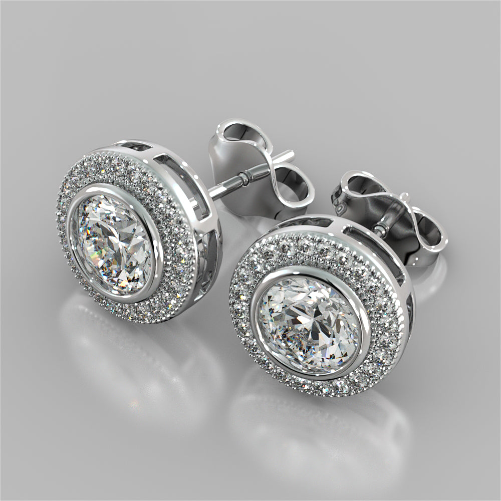 2.24CT Round Cut Halo Earrings