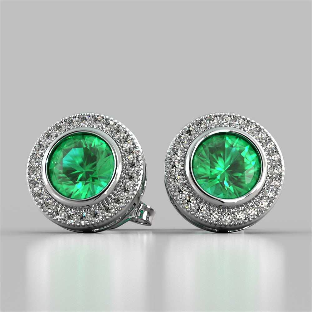 Round Cut Slider Halo Earrings