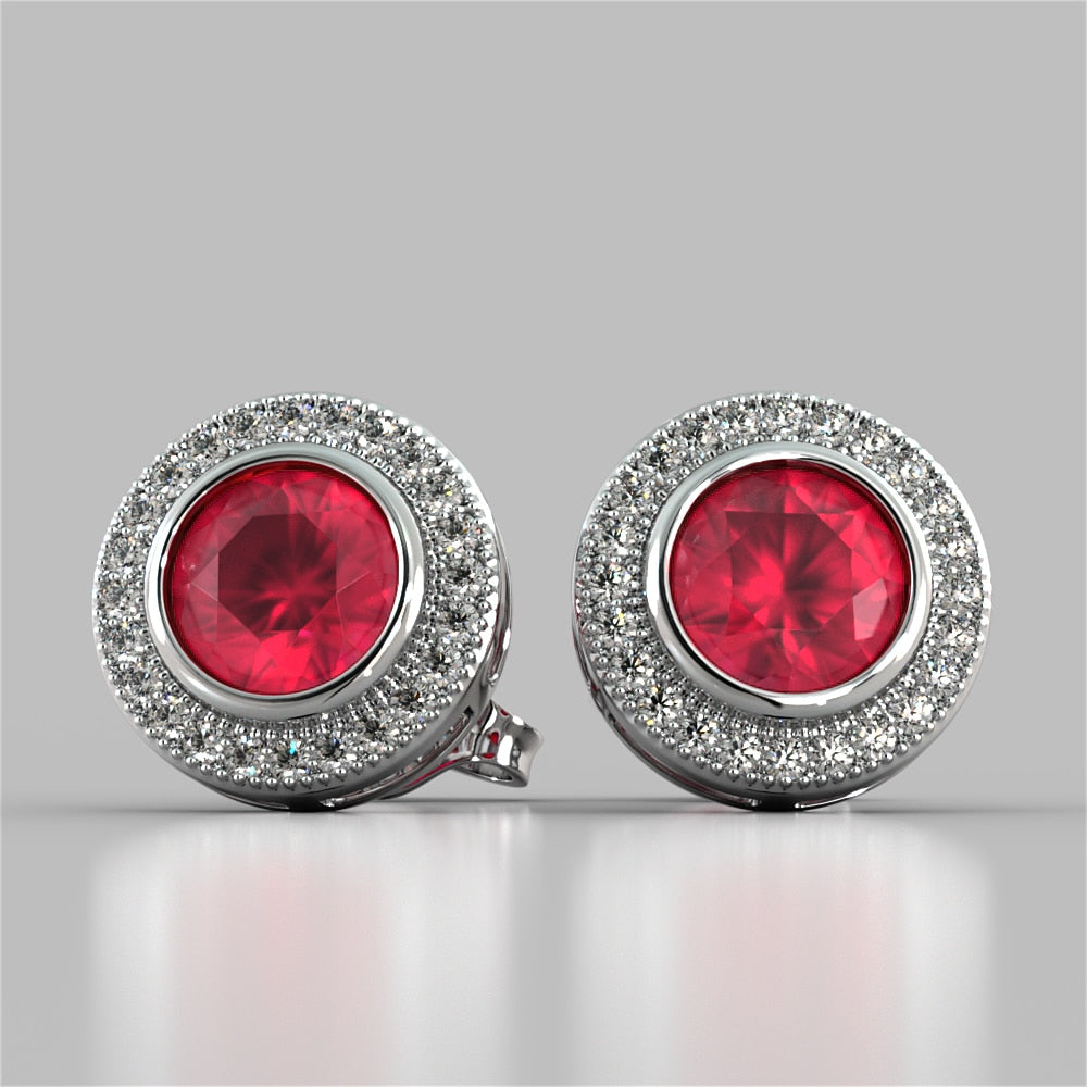 Round Cut Slider Halo Earrings