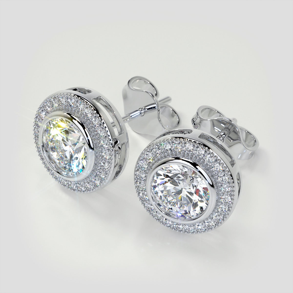 2.24CT Round Cut Halo Earrings