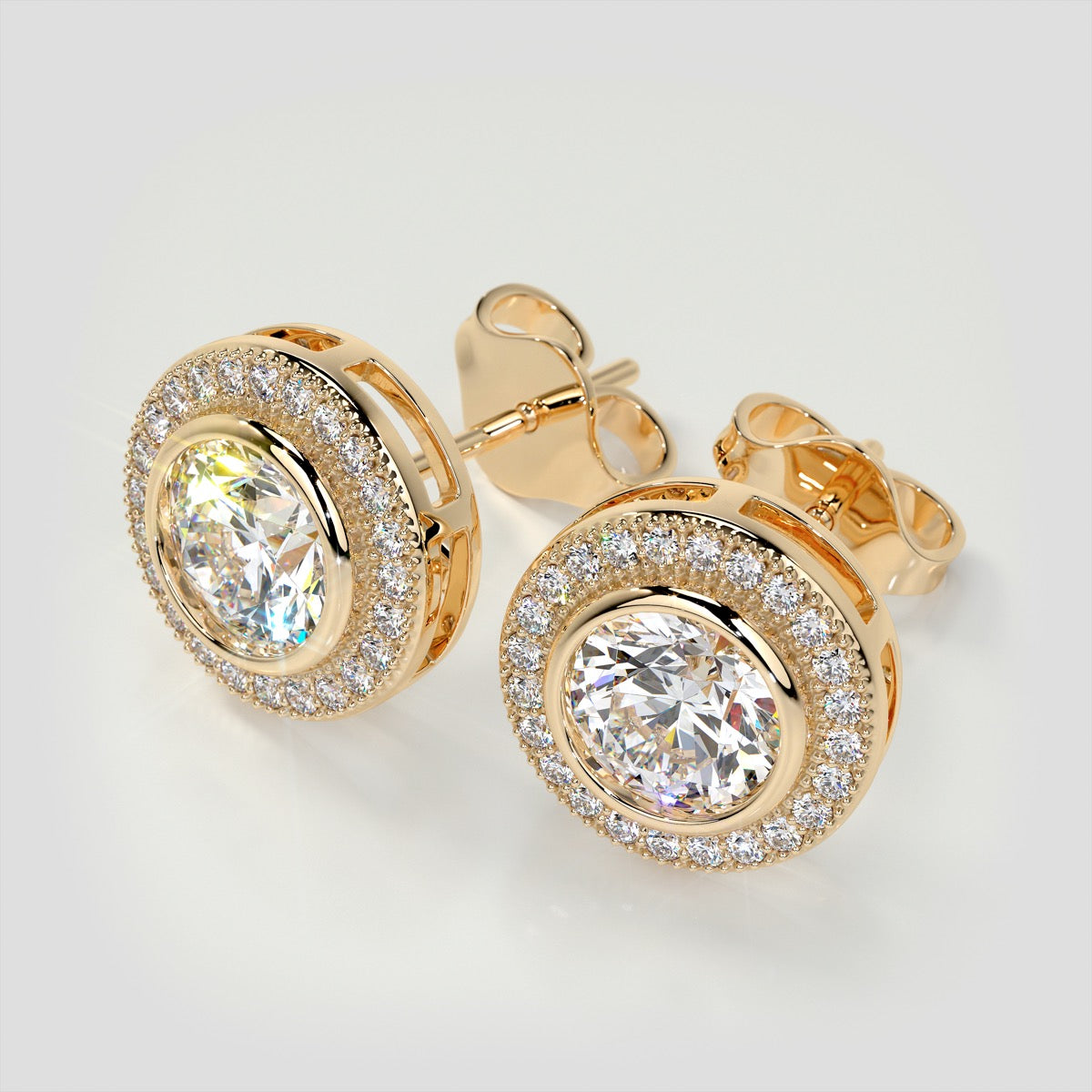 2.24CT Round Cut Halo Earrings