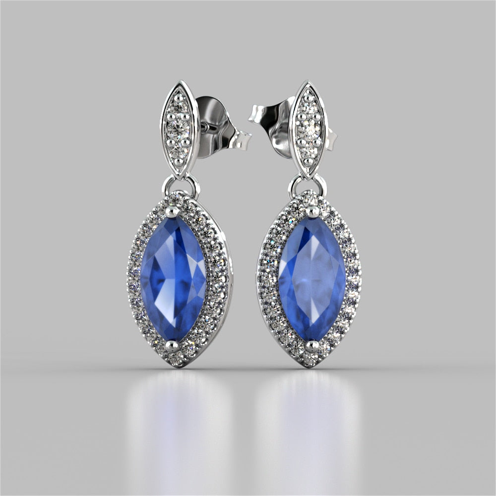 Marquise Cut Drop Style with Embellished Bail Earrings
