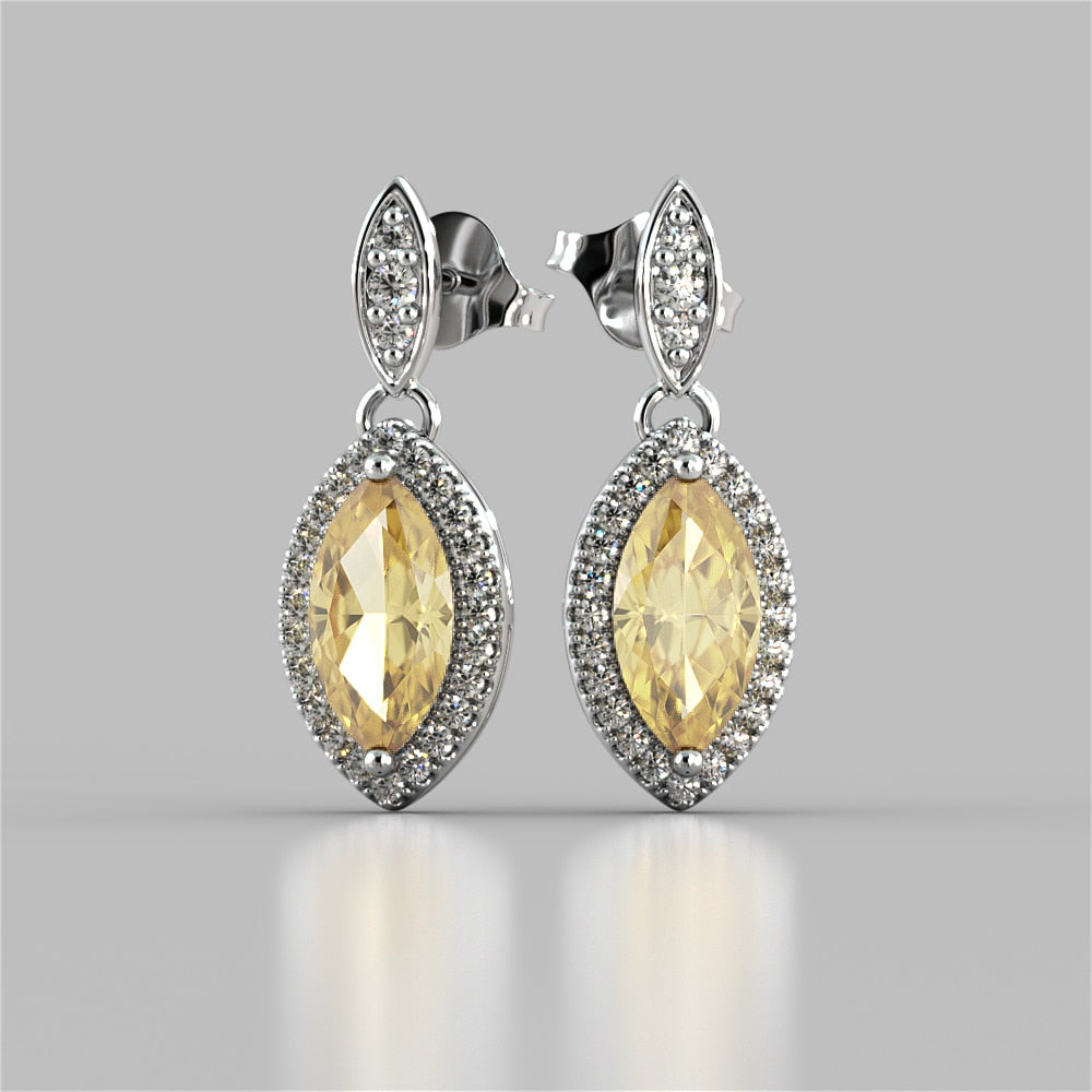 Marquise Cut Drop Style with Embellished Bail Earrings