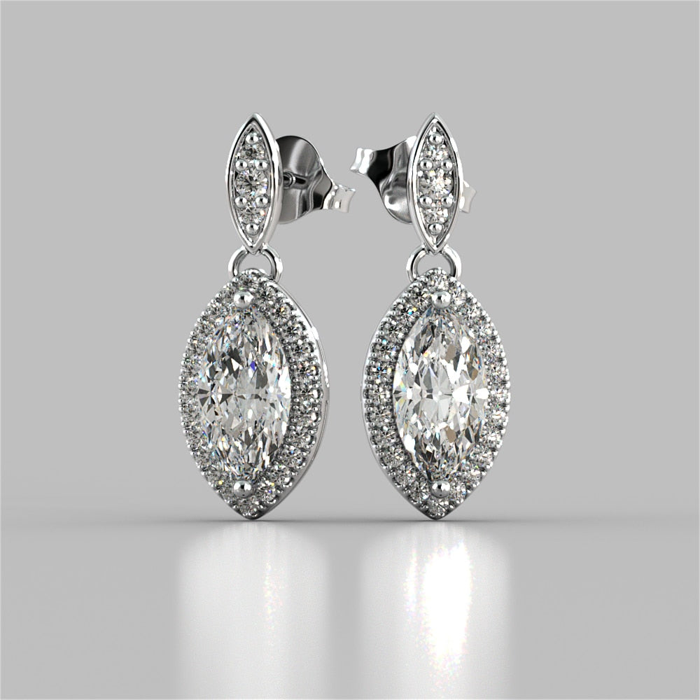Marquise Cut Drop Style with Embellished Bail Earrings