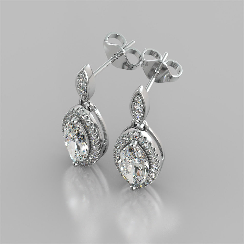 Marquise Cut Drop Style with Embellished Bail Earrings