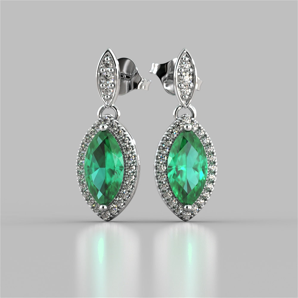 Marquise Cut Drop Style with Embellished Bail Earrings