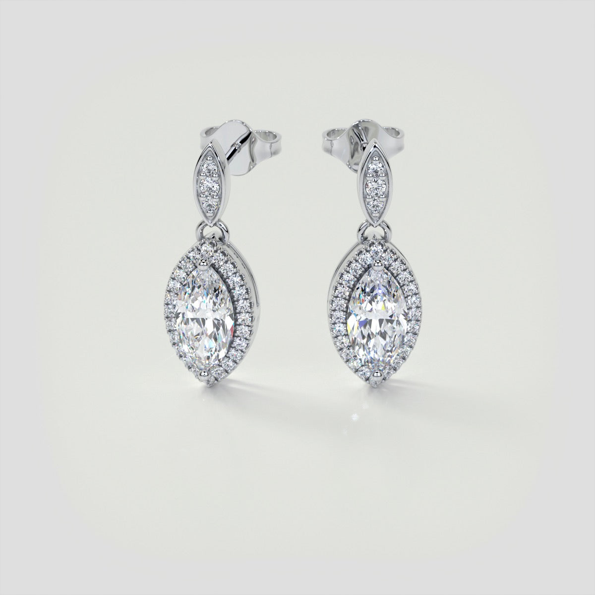 2.44CT Marquise Cut Drop Style with Embellished Bail Earrings