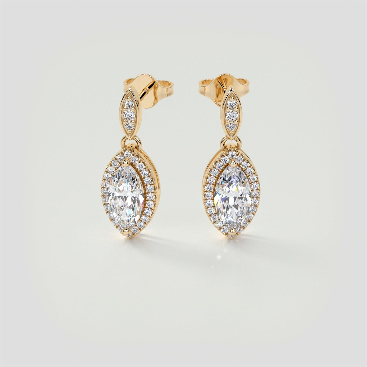 2.44CT Marquise Cut Drop Style with Embellished Bail Earrings