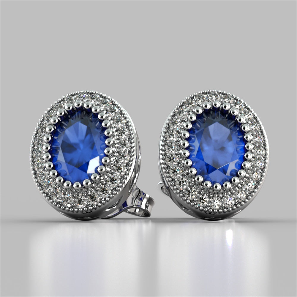 Oval Cut Milgrain Halo Earrings