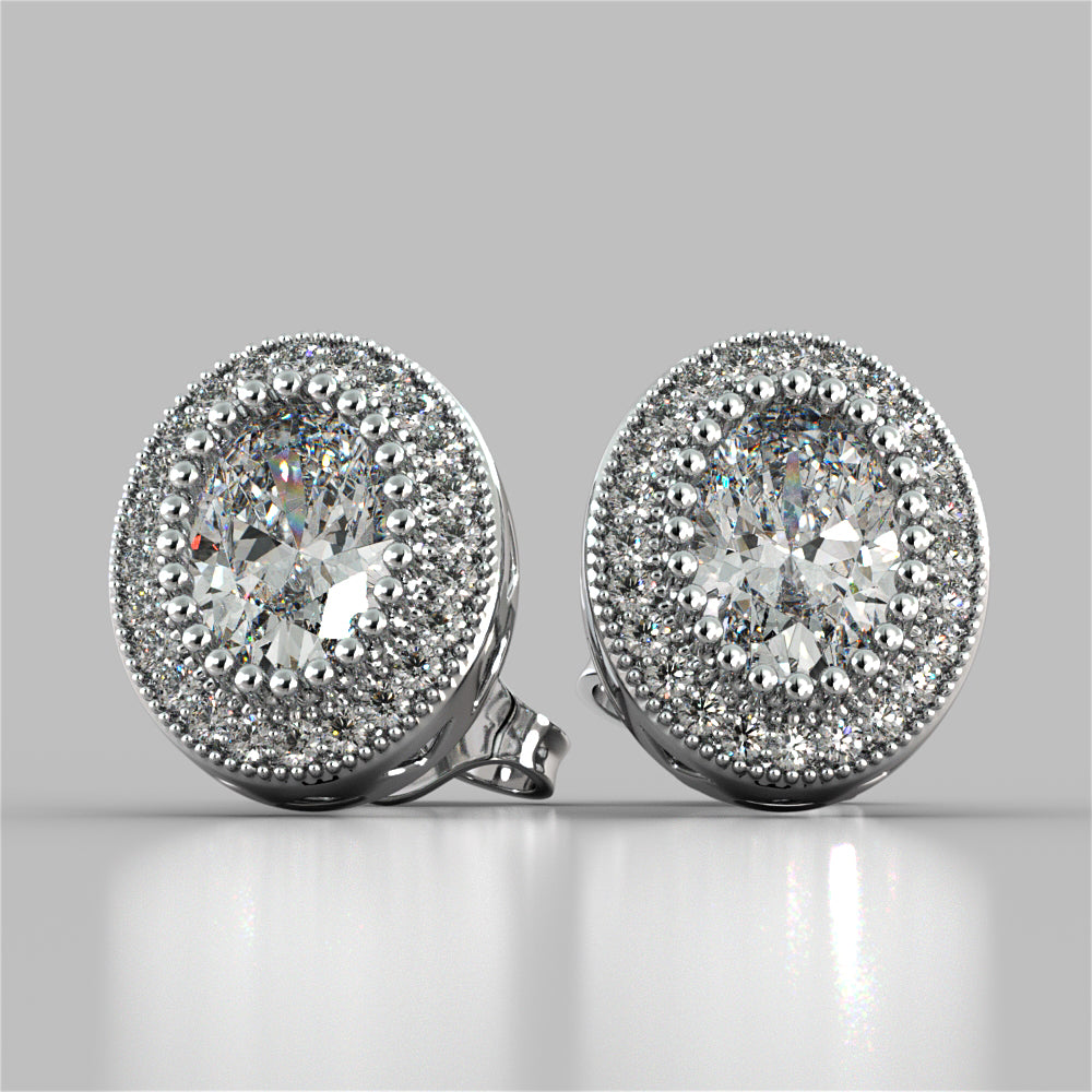 2.36CT Oval Cut Milgrain Halo Earrings
