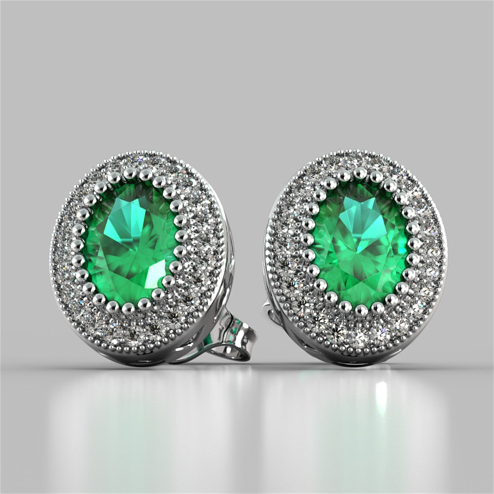 Oval Cut Milgrain Halo Earrings