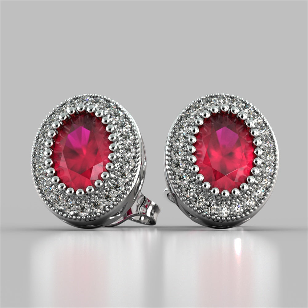 Oval Cut Milgrain Halo Earrings
