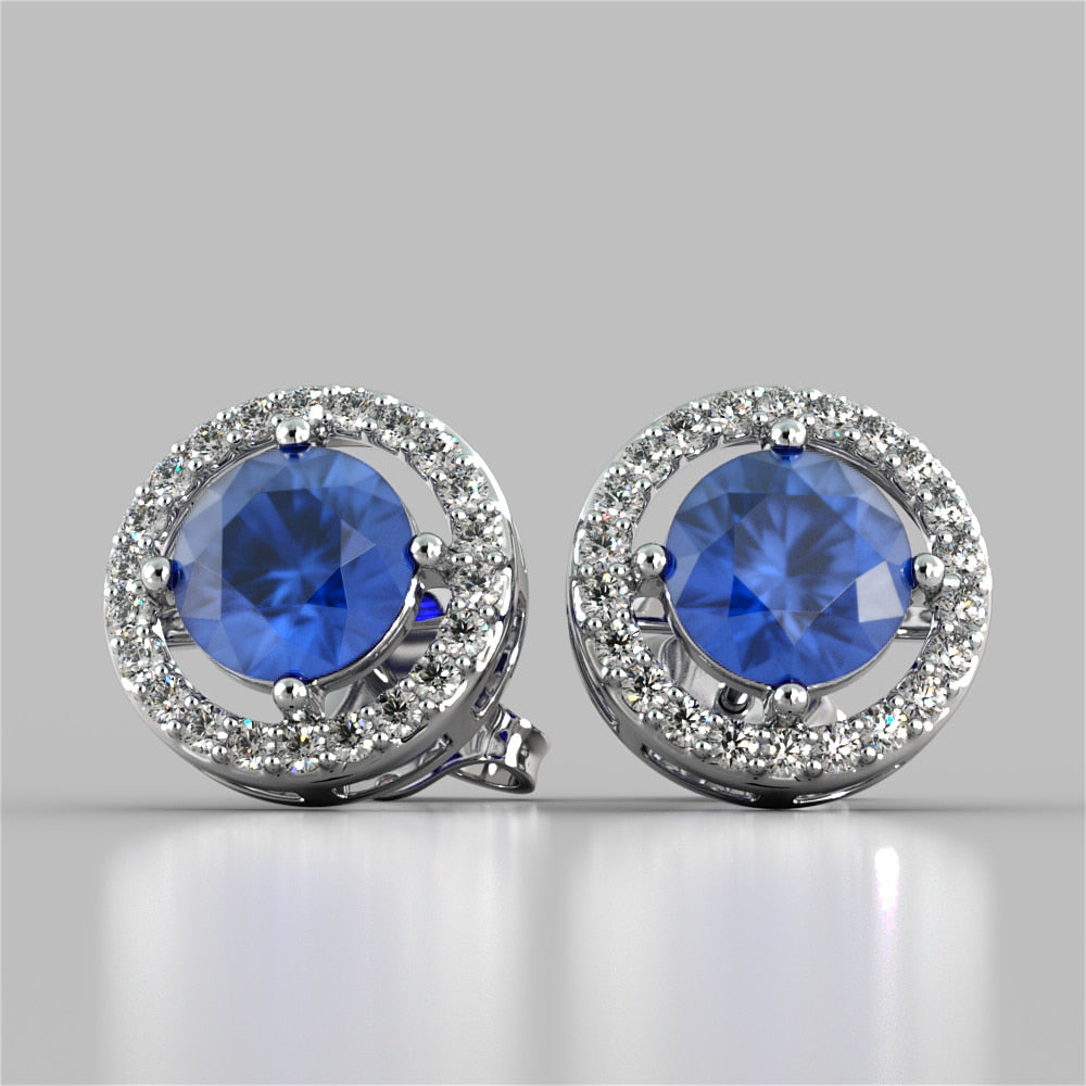 Round Cut Embelished Bail and Halo Earrings