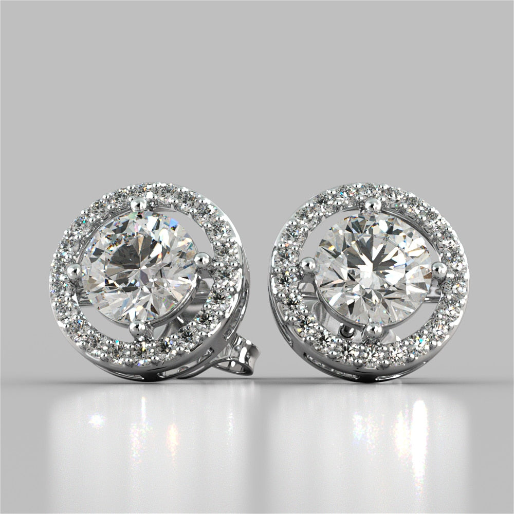 Round Cut Embelished Bail and Halo Earrings