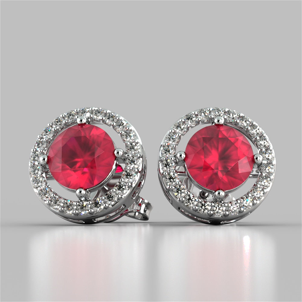 Round Cut Embelished Bail and Halo Earrings
