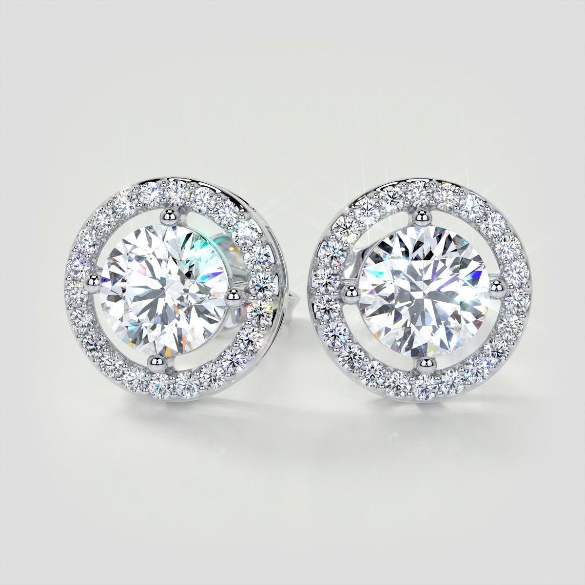 2.44CT Round Cut Halo Earrings