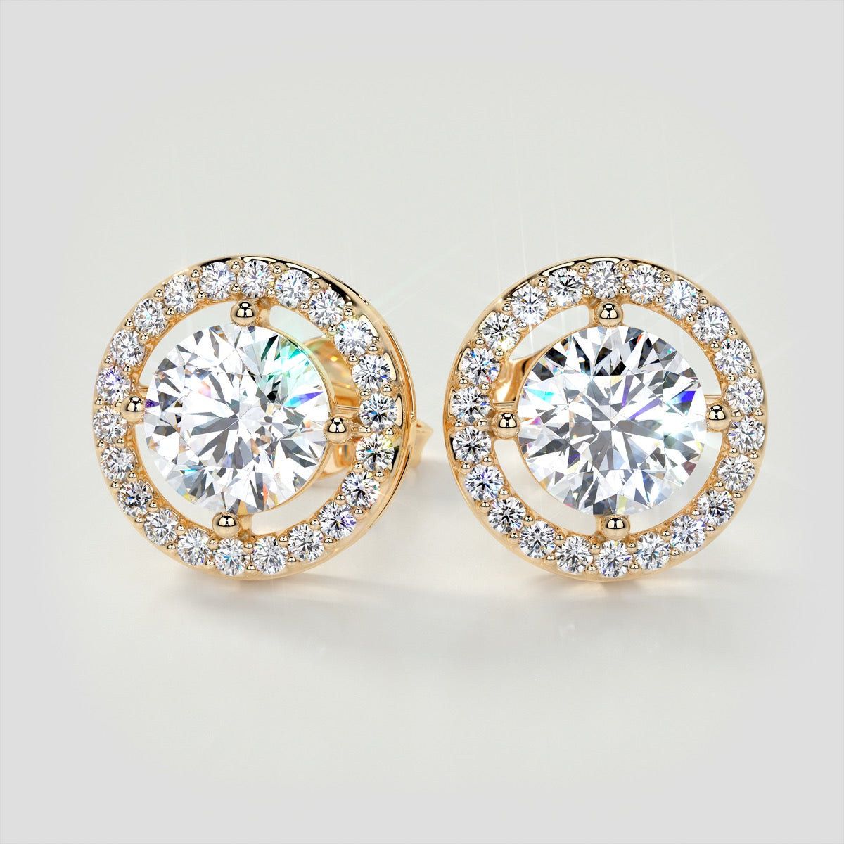 2.44CT Round Cut Halo Earrings