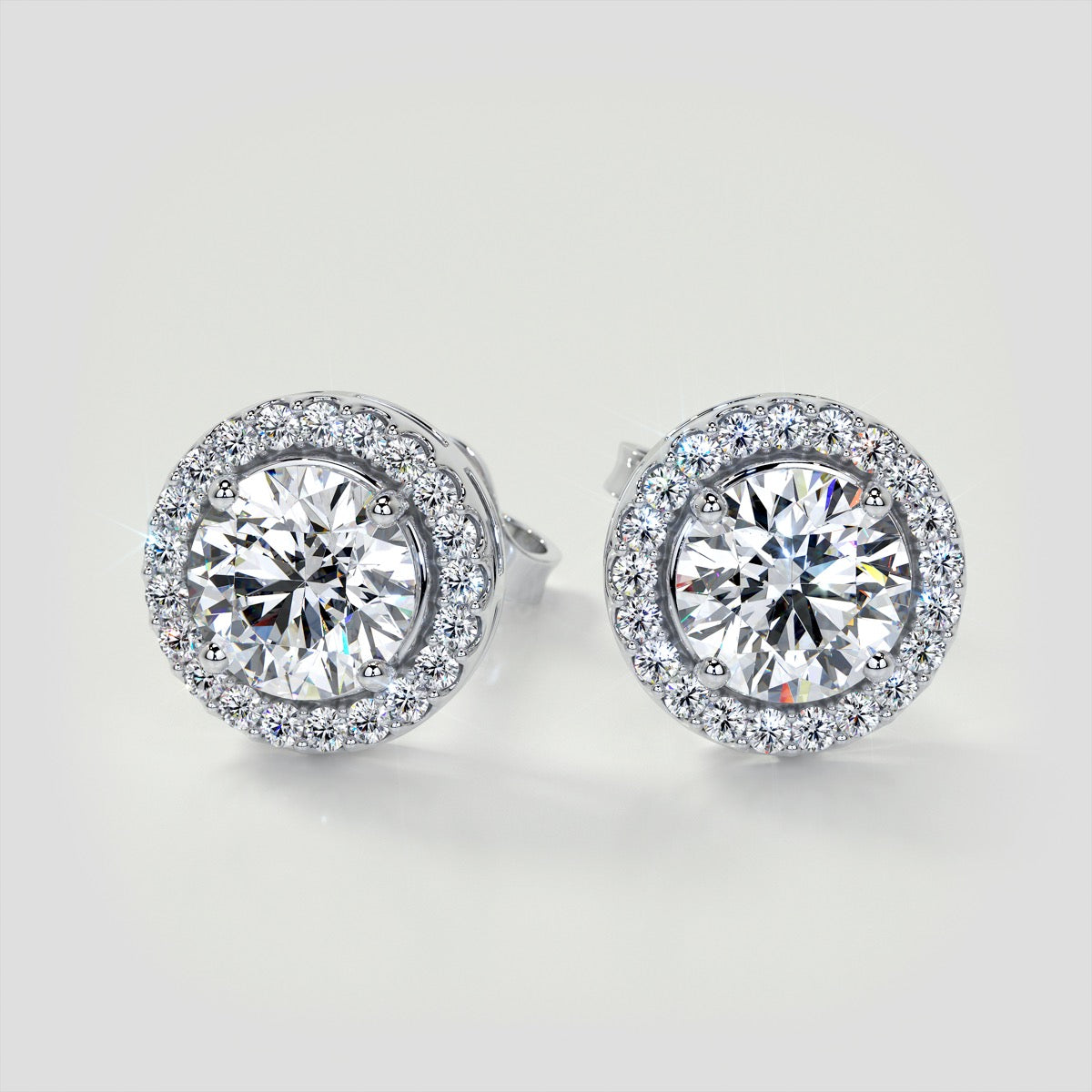 2.32CT Round Cut Prong Set Tier Halo Earrings