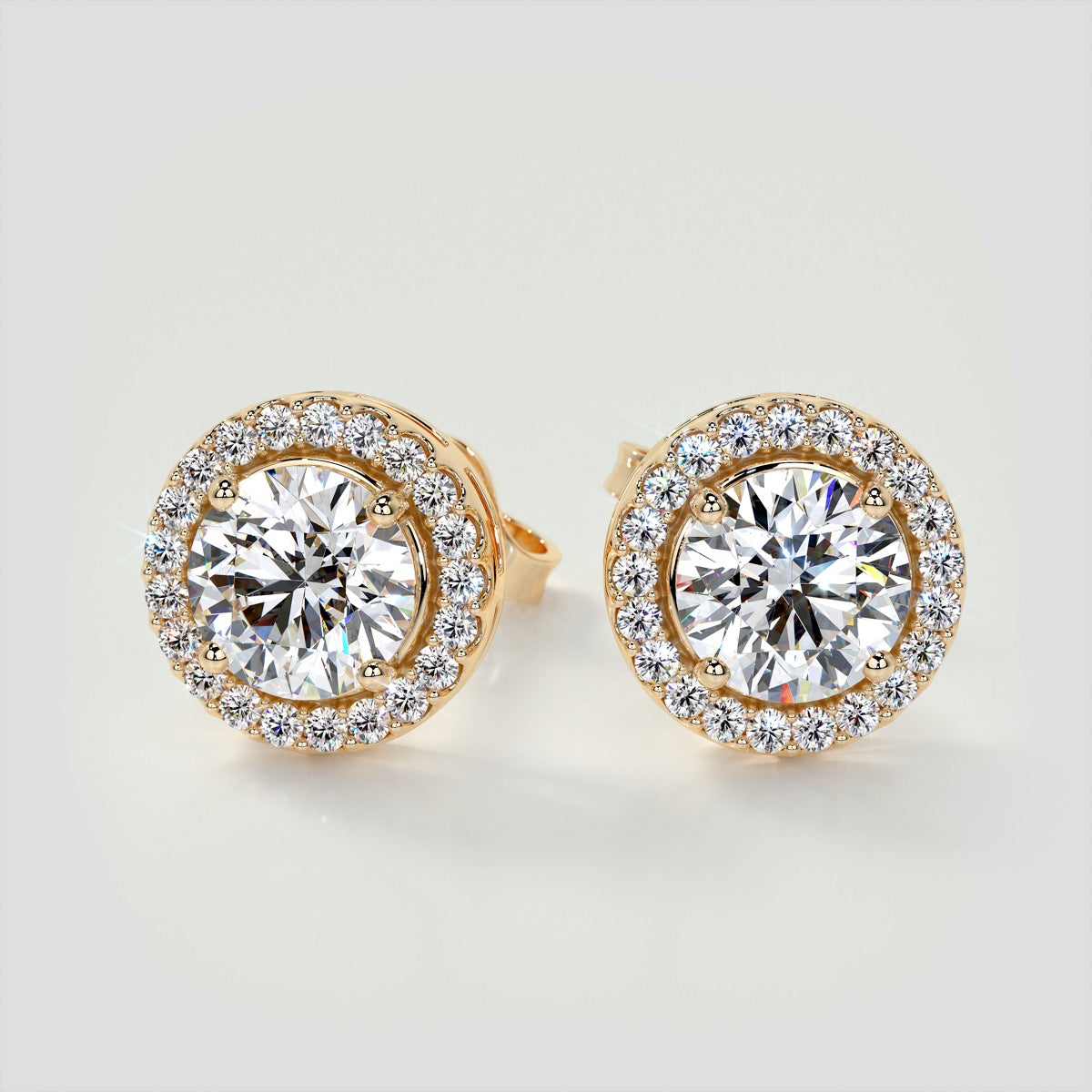 2.32CT Round Cut Prong Set Tier Halo Earrings
