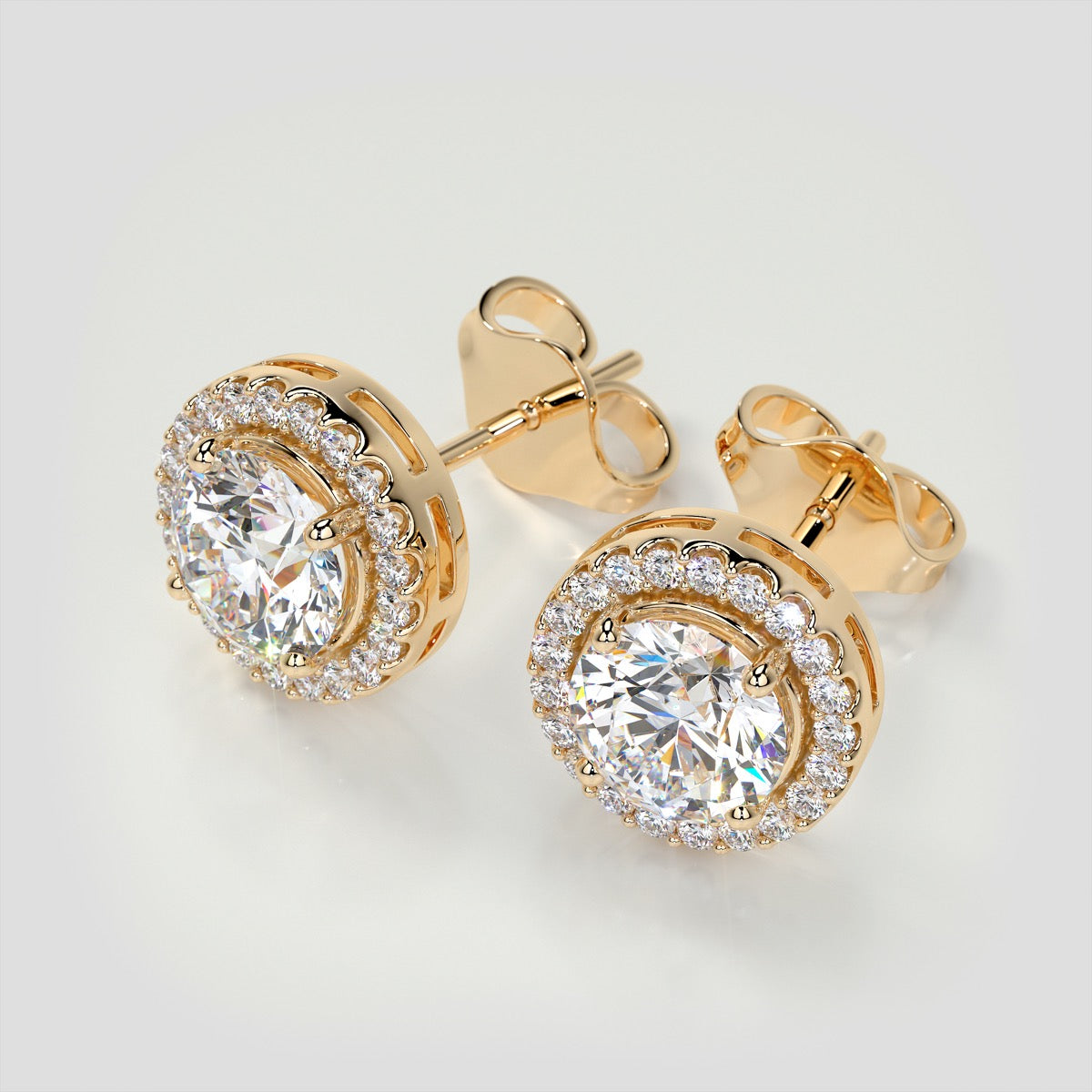 2.32CT Round Cut Prong Set Tier Halo Earrings Set in Sterling Silver