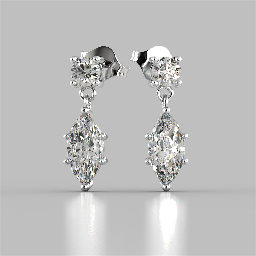 2.5CT Marquise Cut Drop Style Earrings