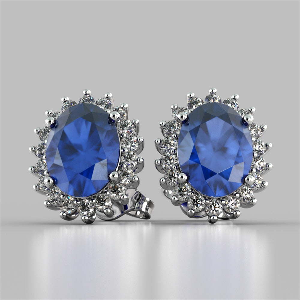 Oval Cut Double Halo Earrings