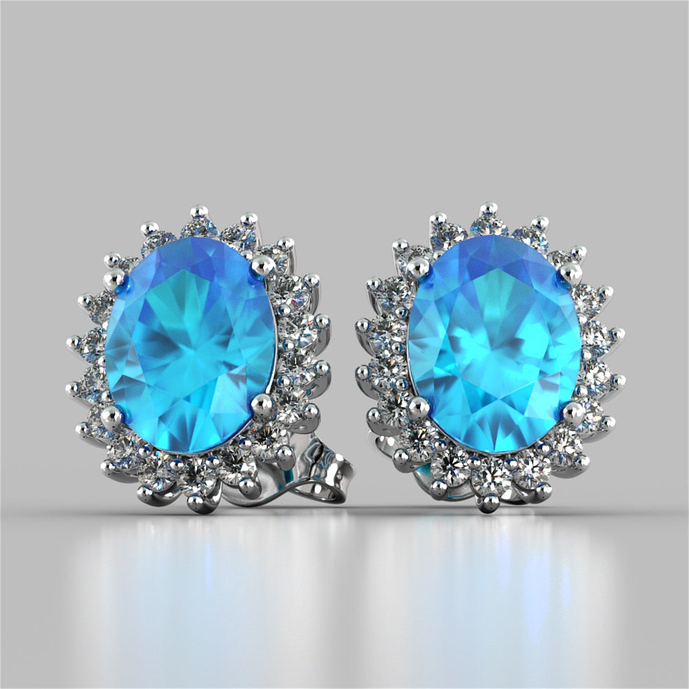Oval Cut Double Halo Earrings