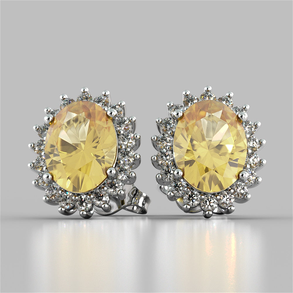 Oval Cut Double Halo Earrings
