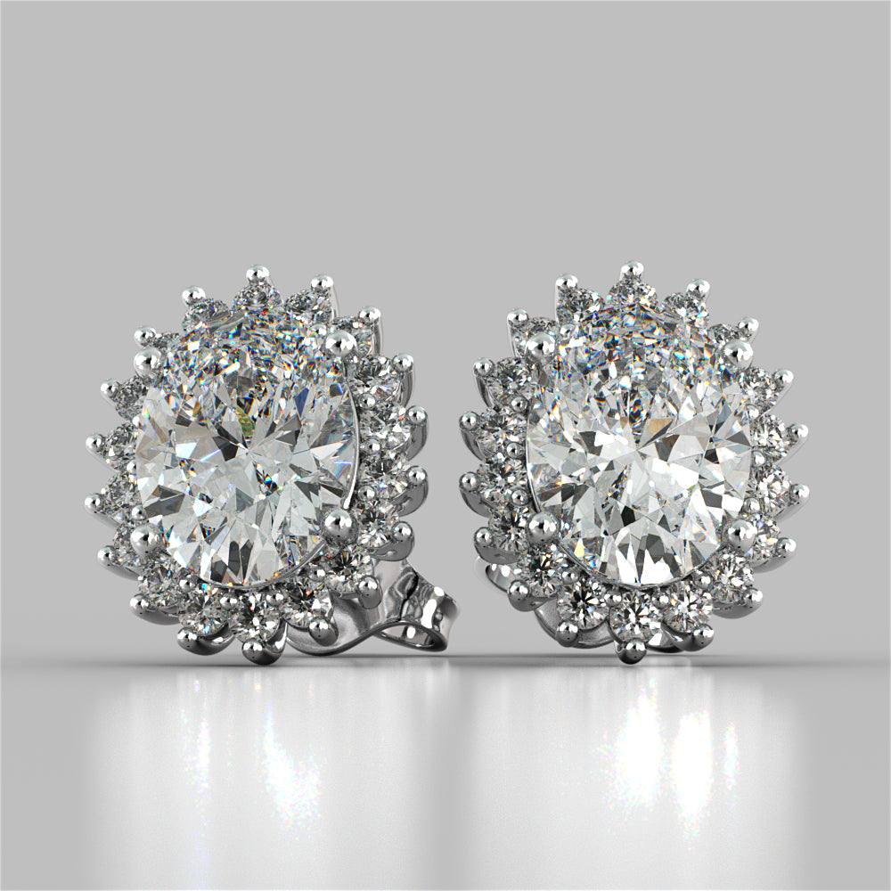 3.04CT Oval Cut Double Halo Earrings