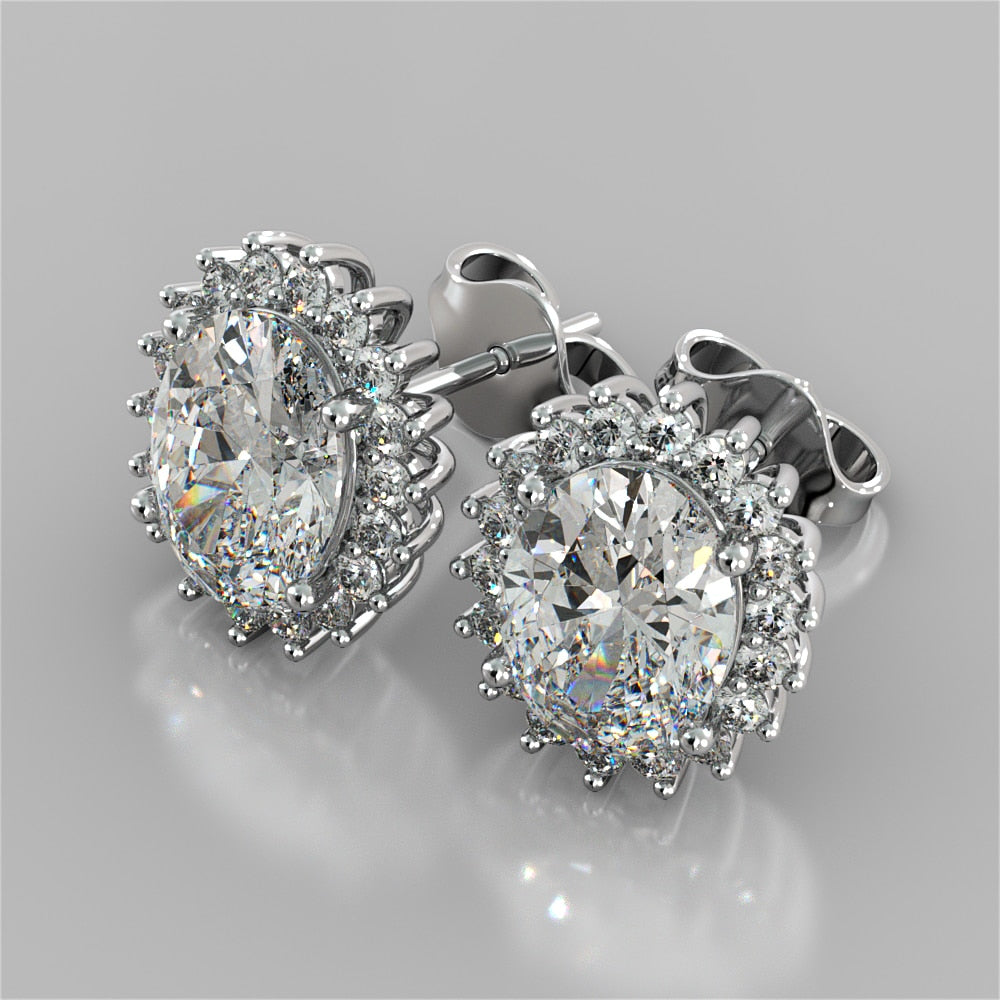 Oval Cut Double Halo Earrings