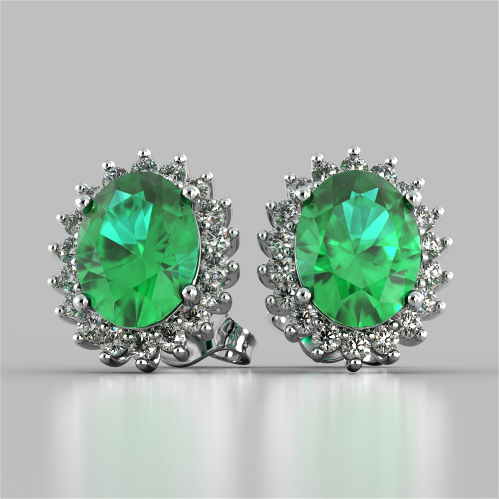 Oval Cut Double Halo Earrings