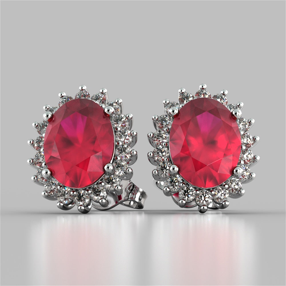 Oval Cut Double Halo Earrings