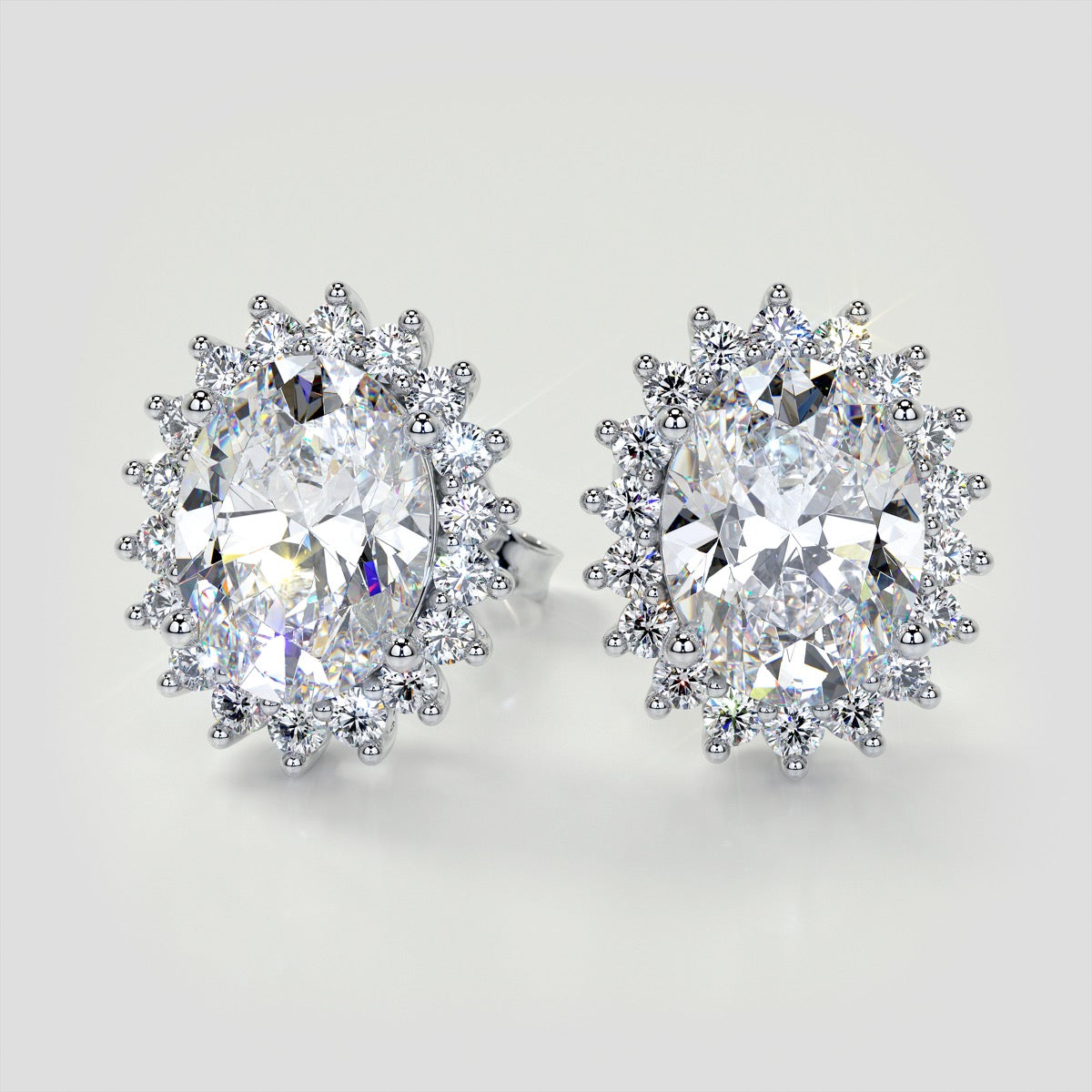 3.04CT Oval Cut Double Halo Earrings