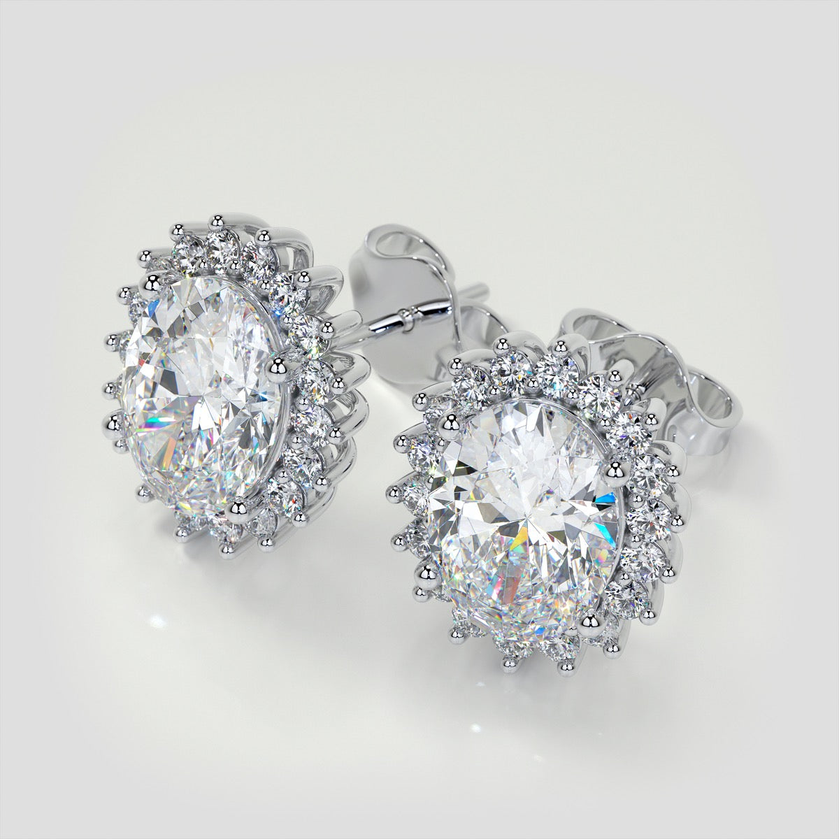 3.04CT Oval Cut Double Halo Earrings