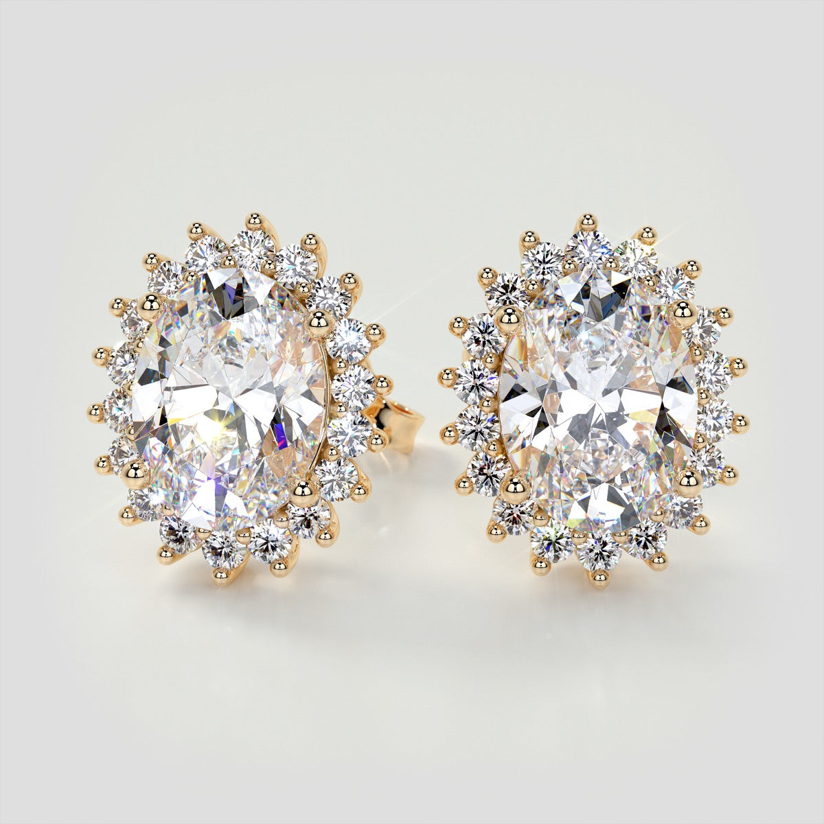 3.04CT Oval Cut Double Halo Earrings