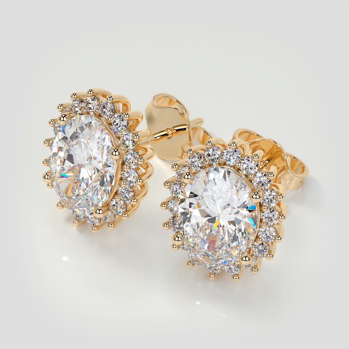 3.04CT Oval Cut Double Halo Earrings