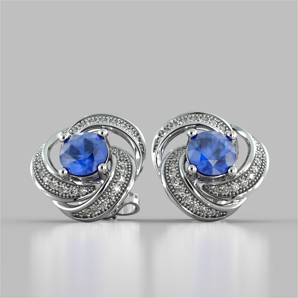 Round Cut Swirl Halo Earrings