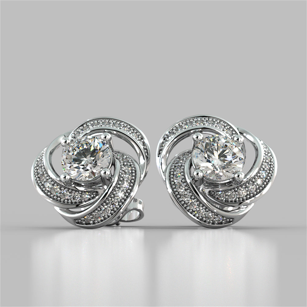 1.81CT Round Cut Swirl Halo Earrings