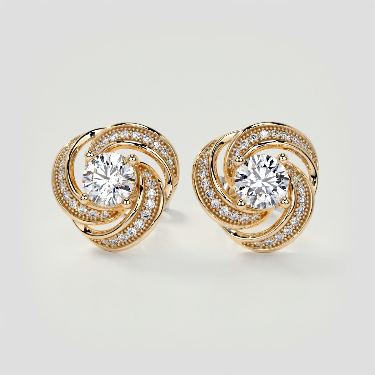 1.81CT Round Cut Swirl Halo Earrings Set in 925 Sterling Silver