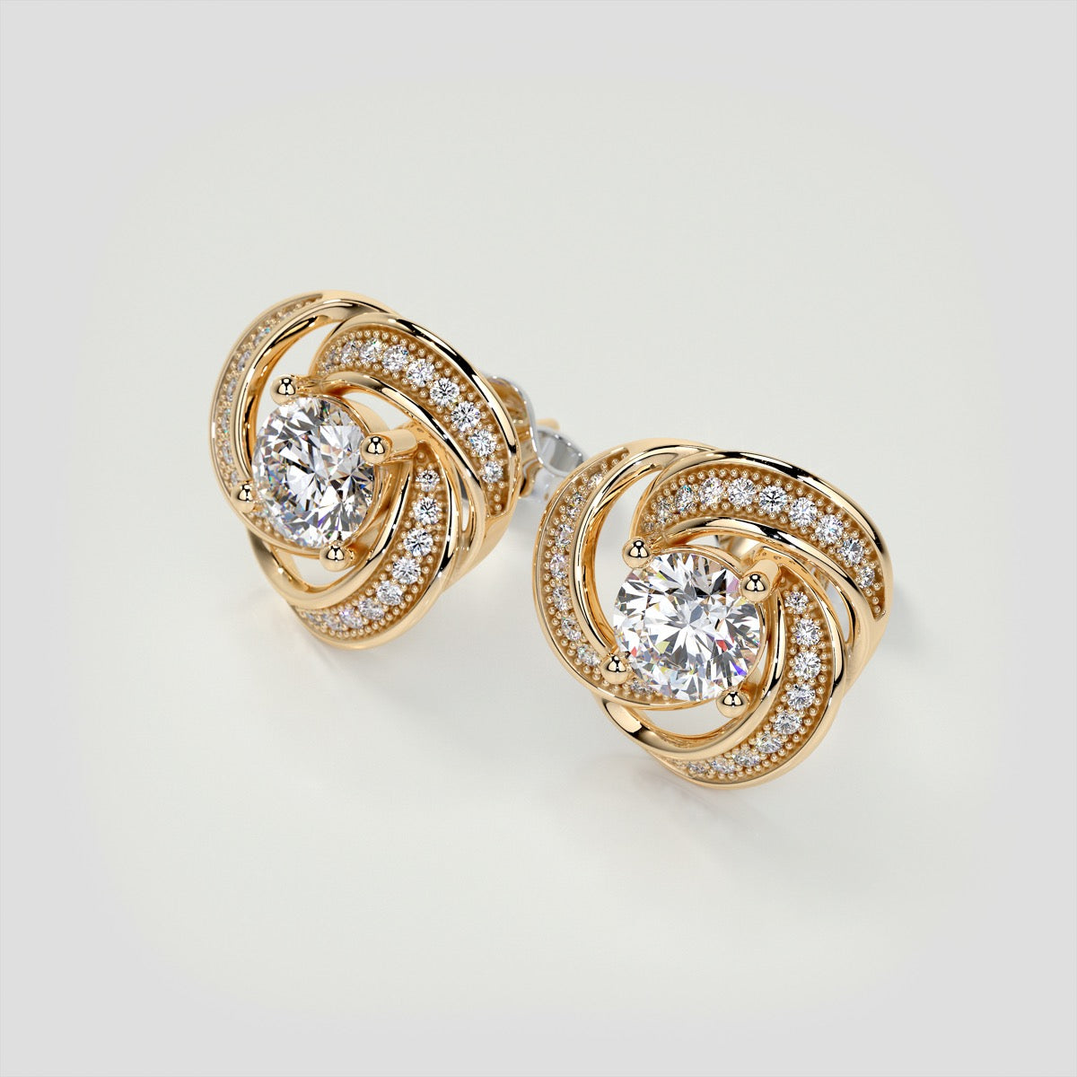 1.81CT Round Cut Swirl Halo Earrings Set in 925 Sterling Silver